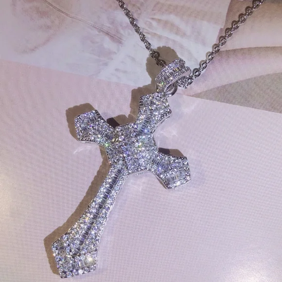 Sterling silver diamond cross - Picture 5 of 8